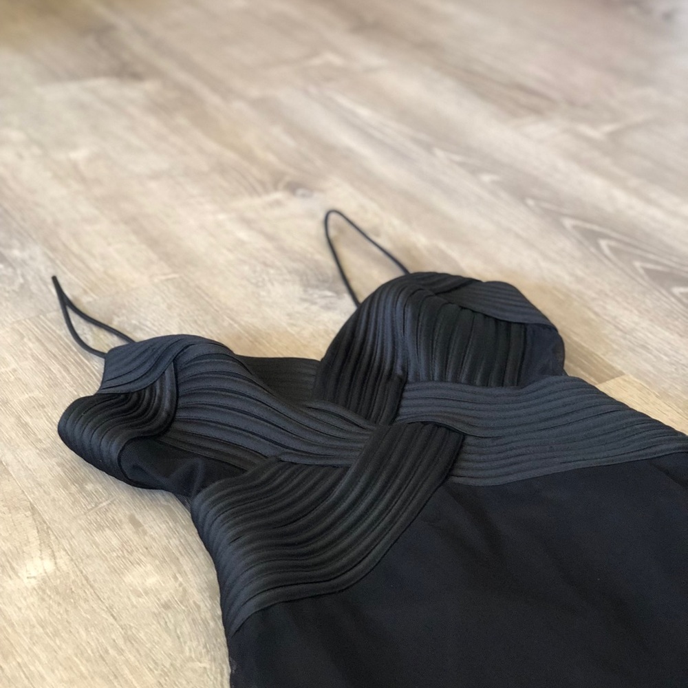 Cache 2000s Black Mesh Midi Long Elegant Dress In… - image 2